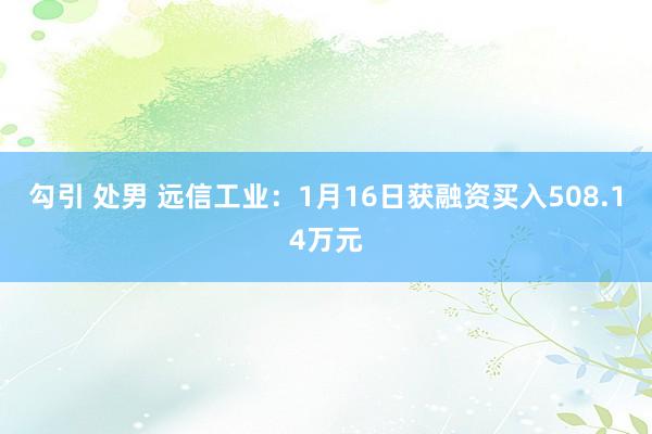 勾引 处男 远信工业：1月16日获融资买入508.14万元